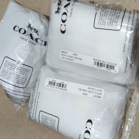 New! Coach Signature Cherry 🍒 Bag Charm in Gold/Pink Multi *Qty. 1* - Picture 3 of 3